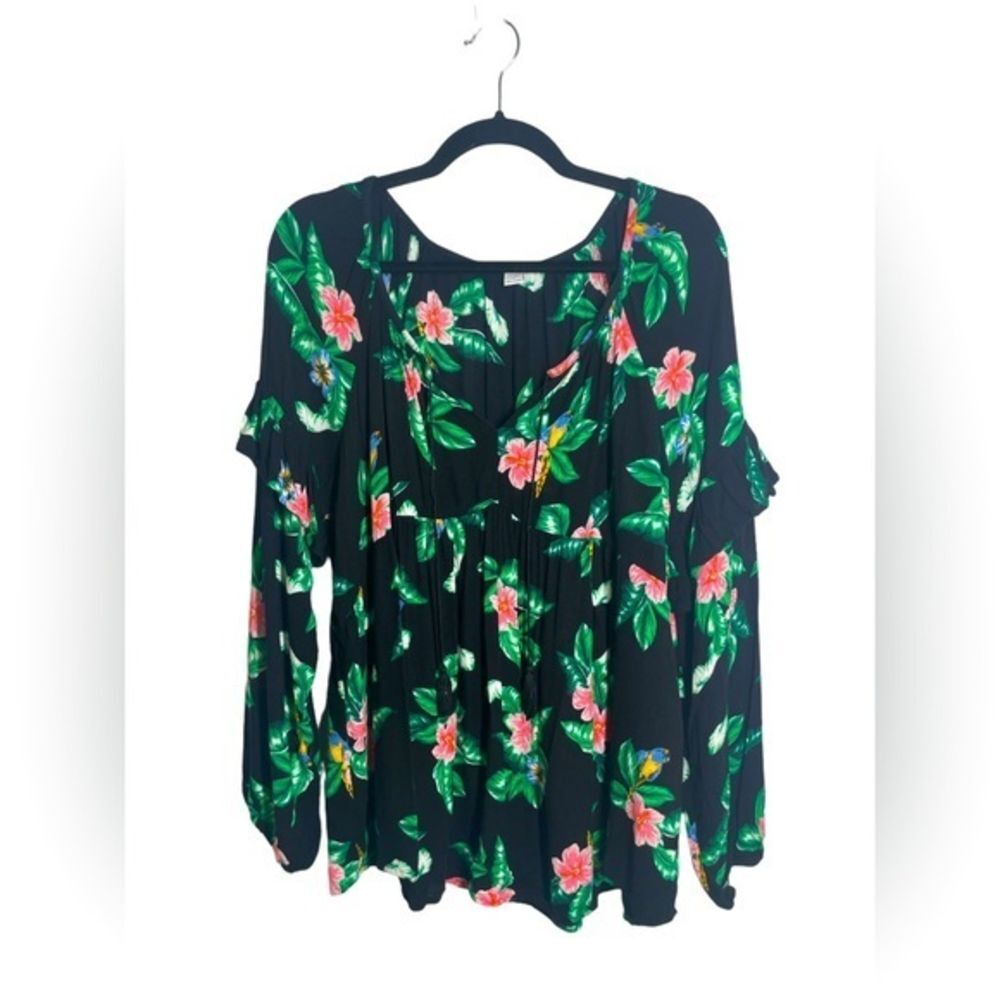Old‎ Navy Tropical Floral Babydoll Blouse, Size XL